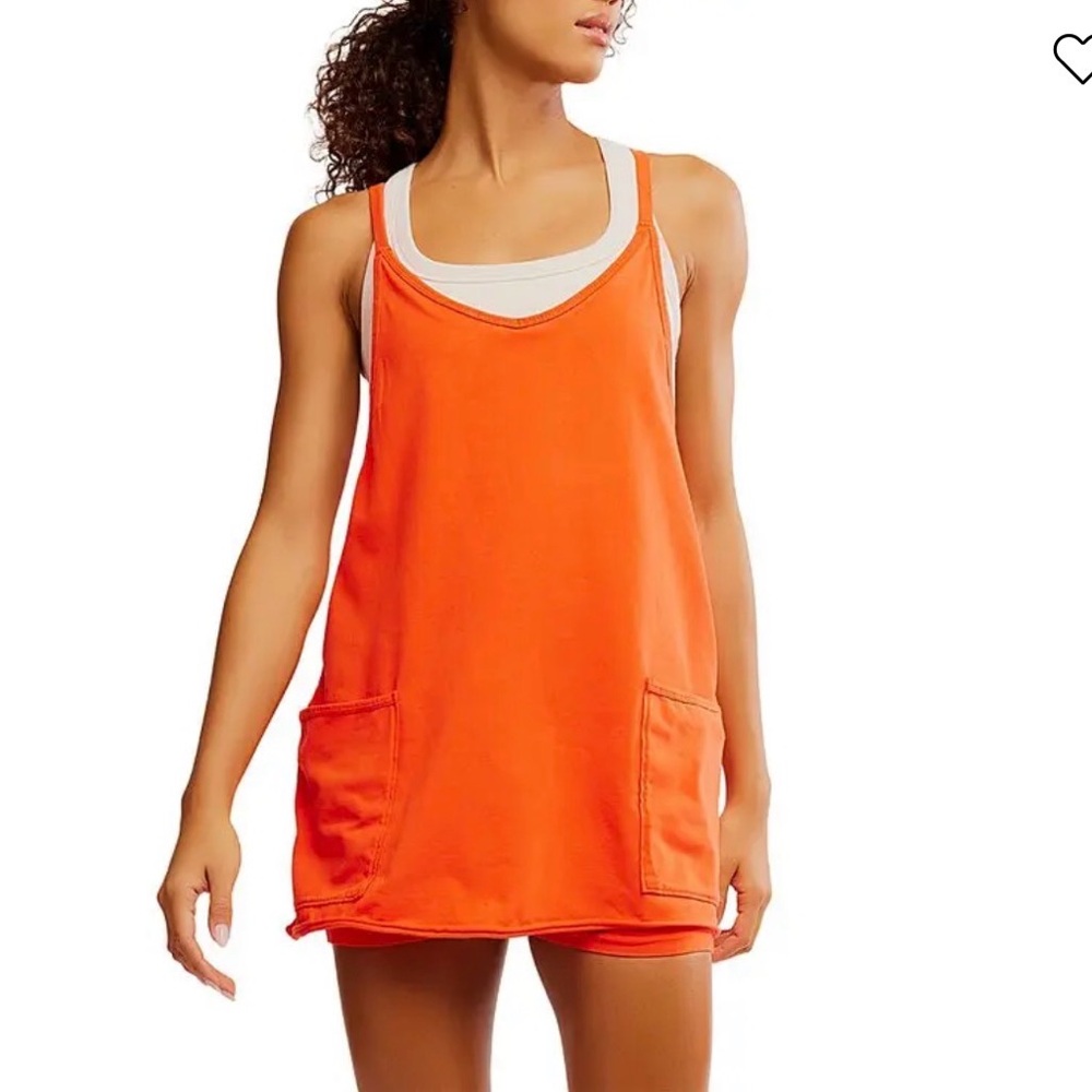 FP Movement by Free People Bright Orange Hot Shot Romper